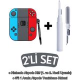 Ewec Airpods 1. ve 2. Nesil Uyumlu Nintendo Switch Kılıf ve Beyaz 3'ü 1 Arada Airpods Temizleme Kalemi Seti