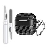 EWEC AirPods 4. Nesil ve AirPods 5. Nesil Uyumlu Karbon Fiber Hybrid Polymer Technology Premium Kulaklık Kılıfı ve 3'ü 1 Arada Bluetooth Kulaklık Temizleme Kalemi Seti (Siyah)