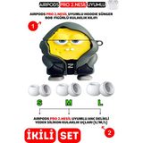 Ewec Pro 2.Nesil Uyumlu Hoodie Sünger Bob Kılıf ve Anc Delikli Yedek Silikon Kulaklık Uçları (S,M,L) - Sarı
