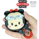 Ewec Pro 2. Nesil Uyumlu Minnie Mouse Figürlü Koruyucu ve Darbe Emici Silikon Kulaklık Kılıfı