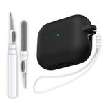 EWEC Pro 3.Nesil Uyumlu Siyah Premium Silikon Kulaklık Kılıfı, Kulaklık İpi ve 3'ü 1 Arada Bluetooth Kulaklık Temizleme Kalemi Seti (Siyah)