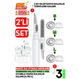 EWEC Samsung Galaxy Buds3 Pro ve Buds4 Pro Uyumlu Silikon Kulaklık Uçları (S,M,L) Ve 3 In 1 Temizleme Kalemi Seti
