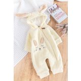 ewellce Figürlü Kapüşonlu Welsoft Peluş Kışlık Kız Bebek Tulum