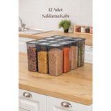EWS 12'li Kavanoz Seti & Saklama Kabı & Erzak Kabı 12x1900 Ml (20 Lı Etiket Hediyeli)