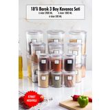 EWS 18'li Barok Yuvarlak 3 Boy Kavanoz Seti & Saklama Kabı & Erzak Kabı (6*2000 Ml, 6*1000 ml ,6*500 Ml)
