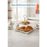 EWS 2 Katlı Beyaz Akrilik Meyvelik & Kurabiyelik & Sunum Standı - 26 cm