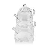 Ews 800/1200 ml Şeffaf Saplı Cam Çaydanlık Seti
