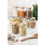 EWS 9 Lu Set Bambu Kapaklı Cam Kavanoz & Erzak Saklama Kabı 800 ml Orta Boy ( Vakum Kapak )