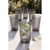 EWs Akrilik Allegra Füme 6'lı Kısa Bardak & Su Meşrubat Kahve Yanı Bardağı 400 ml ( Cam Değildir )