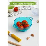 EWs Akrilik Aquamarin Mini Pirinç Süzgeçi & Bakliyat Süzgeçi (3 SU BARDAĞI ÖLÇÜLÜ)