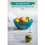 EWS Akrilik Barok Aquamarin Büyük Kare Meyve & Salata Kasesi & Karıştırma Kabı / 3,3 Lt (Cam Değildir)