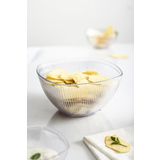 EWS Akrilik Barok Şeffaf Orta Boy Kare Meyve & Salata Kasesi & Karıştırma Kabı / 1,5 Lt (Cam Değildir)