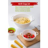 EWS Akrilik Beyaz 2 Li Süzgeç Seti ( Makarna & Pirinç Süzgeci )