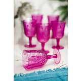 ews Akrilik Pembe 6'lı Kadeh & Su Meşrubat Kahve Yanı Bardağı 450 ml (Cam Değildir)