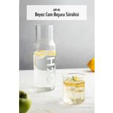 EWS Borosilikat Cam Beyaz Başucu Sürahisi & Cam Sürahi * 600 ml