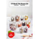 EW's Kitchenware 12'li Barok Yuvarlak 2 Boy Kavanoz Seti & Saklama Kabı & Erzak Kabı 6*500 ML,6*250 Ml)