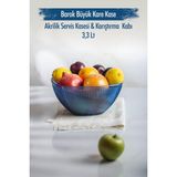 EW's Kitchenware Akrilik Barok Lacivert Büyük Kare Meyve & Salata Kasesi & Karıştırma Kabı / 3,3 Lt (Cam Değildir)