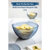 EW's Kitchenware Akrilik Barok Lacivert Orta Boy Kare Meyve & Salata Kasesi & Karıştırma Kabı / 1,5 Lt (Cam Değildir)
