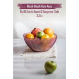 EW's Kitchenware Akrilik Barok Mürdüm Büyük Kare Meyve & Salata Kasesi & Karıştırma Kabı / 3,3 Lt (Cam Değildir)