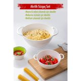 EW's Kitchenware Akrilik Beyaz 2 Li Süzgeç Seti ( Makarna & Pirinç Süzgeci )