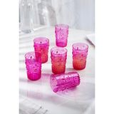 EW's Kitchenware Akrilik Pembe 6 Parçalı Kısa Bardak Desensiz 400 ml Borosilikat Malzeme