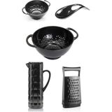 EW's Kitchenware Akrilik Siyah 5 Parça Sürahi & Rende & Süzgeç & Mini Süzgeç & Kaşıklık & Mutfak Çeyiz Seti