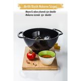 EW's Kitchenware Akrilik Siyah Makarna Süzgeçi & Sebze Meyve Süzgeçi
