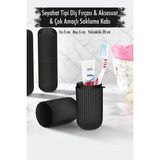 EW's Kitchenware Siyah Seyahat Tipi Diş Fırçası & Aksesuar Kutusu & Çok Amaçlı Saklama Kabı