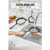 EWS Tencereye Takılabilen 3'lü Tel Süzgeç Seti (14cm-17cm-22cm)