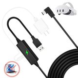 EWUONU Bağlantı Kablosu 16 FT Meta/Oculus Quest 3/Quest2/Quest Pro/Pico4 ve PC/Steam VR için, Yüksek Hızlı PC Veri Aktarımı, Ayrı Şarj Portlu, USB 3.0 Tip A'dan C'ye Kablo, VR Kulaklık ve Oyun