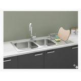 EX-138-D PASLANMAZ ÇELİK MUTFAK EVYESİ - 50X116 - DESENLİ - ŞEF TAHTASI VE SEPET HEDİYE