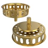 EXAKEY Mutfak Lavabo Süzgeci 2'li Paket Stoper Combo Sepet Standart 3-1/2 İnç Tahliye için, Mutfak Lavabo Tahliye Sepeti için Lavabo Süzgeci Paslanmaz Çelik Lavabo Durdurucu Alt Fırçalanmış Altın