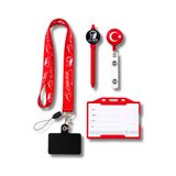 excarpin Türk Bayrağı ve Atatürk Temalı Boyun Askı İpi Yoyo Kartlık Kalem Telefon Tutucu Beşli Set