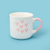 Excellent Houseware 320 ml Beyaz Pembe 7 Kalp Desenli Porselen Kupa
