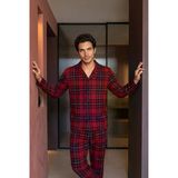 Exclusive Erkek Süet Ekose Gömlek Yaka Pijama Takımı - Retro Erkek Pijama