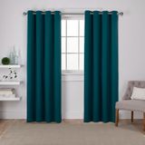 Exclusive Home Curtains Saten GT Fitilli Dokuma Oda Karartma Halkası Üst Perde Paneli Çifti, 52x96, Safir Deniz Mavisi, 2 Adet