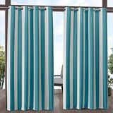 Exclusive Home Gökyüzü çizgili perde, halkalı, iç ve dış mekan için, polyester, mavi yeşil/beyaz, 54 x 96, 2
