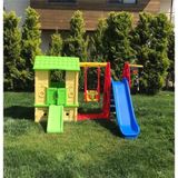 Exectus Çocuk Oyun Parkı - Oyun Alanı - Park Kaydırak - Park Salıncak - Oyun Evi Büyük Park Seti - Yeşil