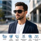Exeline 107-COL Seri Polarize Erkek Güneş Gözlüğü-Kırılmaz Ultra-Flex ÇERÇEVE-7GRAM-POLARIZE-UV400-YANSIMA Giderici 61-Ekartman - Siyah
