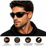 Exeline 157-COL Spor Seri Polarize Erkek Güneş GÖZLÜĞÜ-POLARIZE-UV400-YANSIMA Giderici Ultra Hafif 63-Ekartman - Turuncu