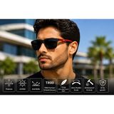 Exeline Col 108 Seri Polarize Erkek Güneş Gözlüğü-Kırılmaz ÇERÇEVE-POLARIZE-UV400-ANTI Refle 3 Lü Koruma 53*18*132 Ekartman - Kırmızı