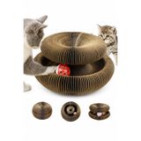 Exelox İnteraktif Akordiyon Karton Kedi Oyuncağı Çıngıraklı Toplu Mıknatıslı Kedi Tırmalama Oyuncağı