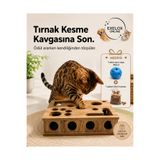 Exelox Kedi Tırnak Törpüleyen Tırmalama ve Oyun Kutusu Ahşap Kedi Zeka Oyuncağı Ödül Mamalı Hediyeli
