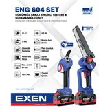 Exen Eng 604 Set 21 V 2X4 Ah Çift Akü Kömürsüz Şarjlı Testere Ve Makas Seti