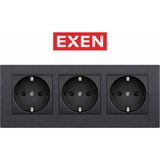 Exen Füme 3’lü Set Topraklı Priz Mekanizma + Çerçeve Sıva Altı Modern Seri