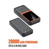 Exenar 20,000 Mah Hızlı Şarj Pd 22,5W Powerbank Lightning Type-C Çıkışlı Dijital Göstergeli Kendinden Kablo