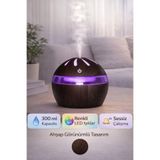 EXENAR Ahşap Tasarımlı Aroma Koku Difüzörü Mini Hava Nemlendirici Buhar Makinesi 300ml Led Işık Buhurdanlık