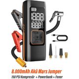 Exenar Akü Takviye Jump Starter 8000MAH Araç Marş Basma Cihazı Takviye Kompresör Lastik Şişirme Hava Pompası