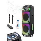 EXENAR Büyük Boy Bluetooth Hoparlör Speaker 12"x2 100W WOOFER 2 Mikrofon Hoparlör 9000mAh Baloncuklu Ledli