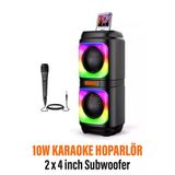 Exenar Extra Bass Bluetooth Hoparlör Speaker Karaoke Mikrofonlu 10W 2X4inç Subwoofer Rgb Işıklı 1500Mah Tws